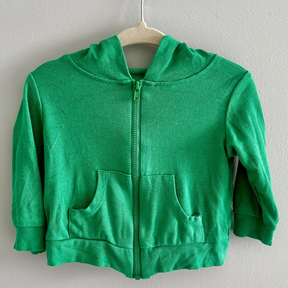 Kyte Baby Bamboo Jersey Hooded Jacket in Fern Green GUC 3-6M